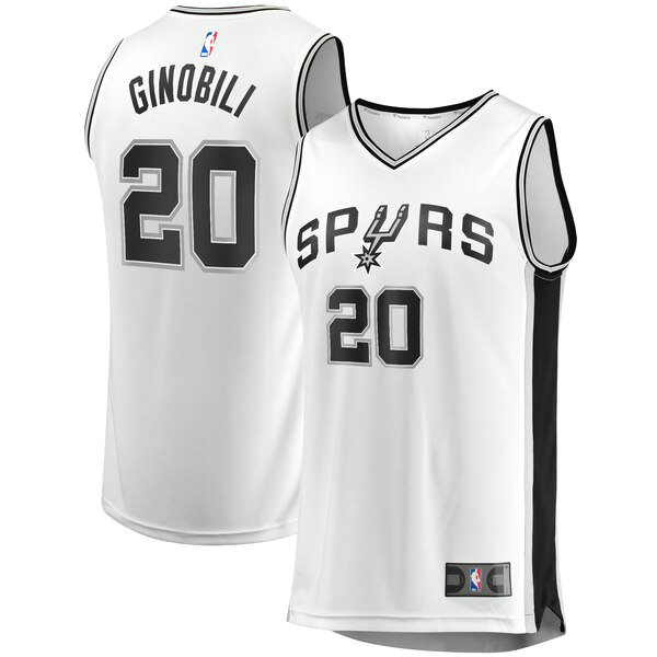Maillot San Antonio Spurs Homme Manu Ginobili 20 Association Edition Blanc
